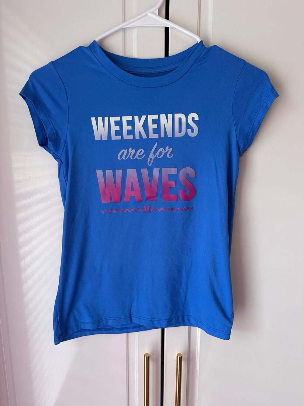 Hurley Weekends Are For Waves Graphic T-Shirt Size M 10-12 Yrs Blue